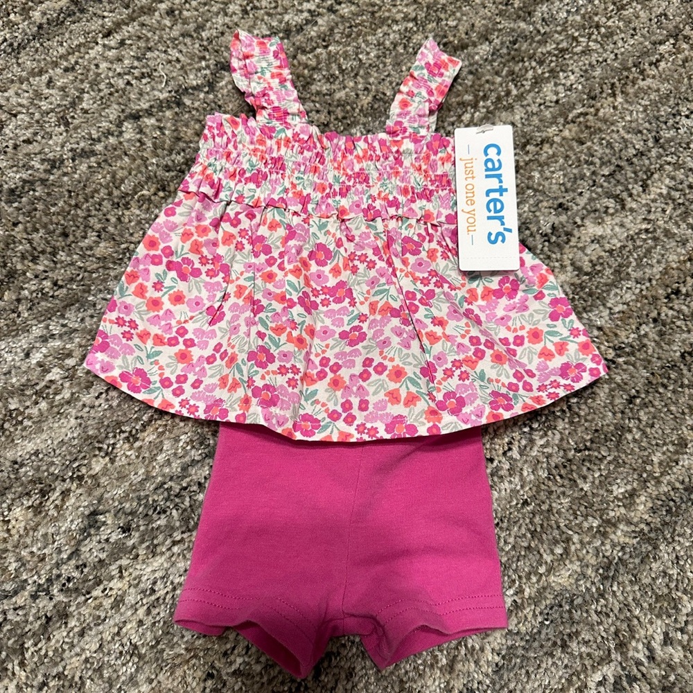 Carter's Pink Floral Top and Shorts Set